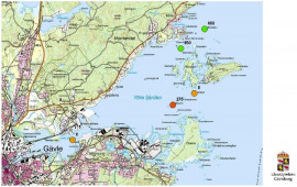 Öar i Gävlebukten med skarvbon