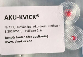 Aku-Kvick Akupressurplåster förpackning innehåller 10 plåster.